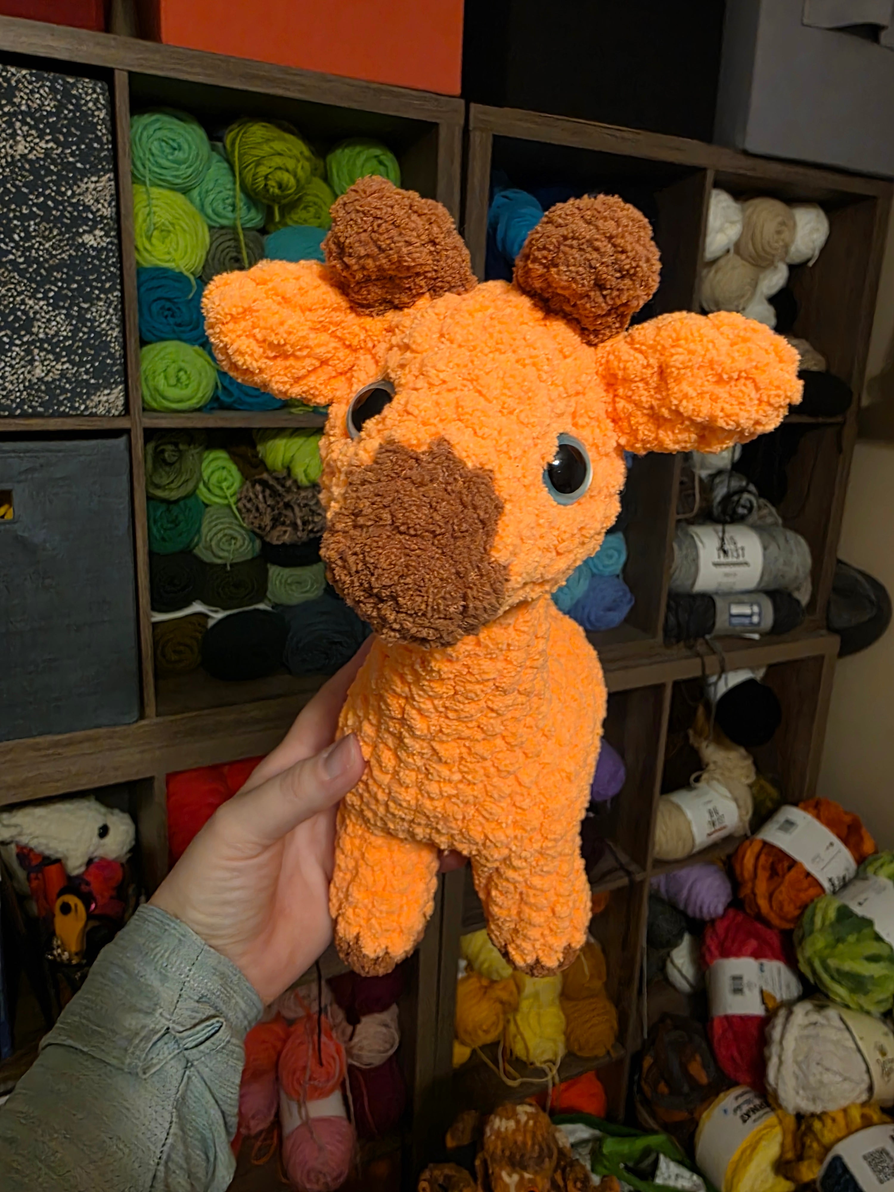 Medium Sized Giraffe Plush with Hand Painted Eyes