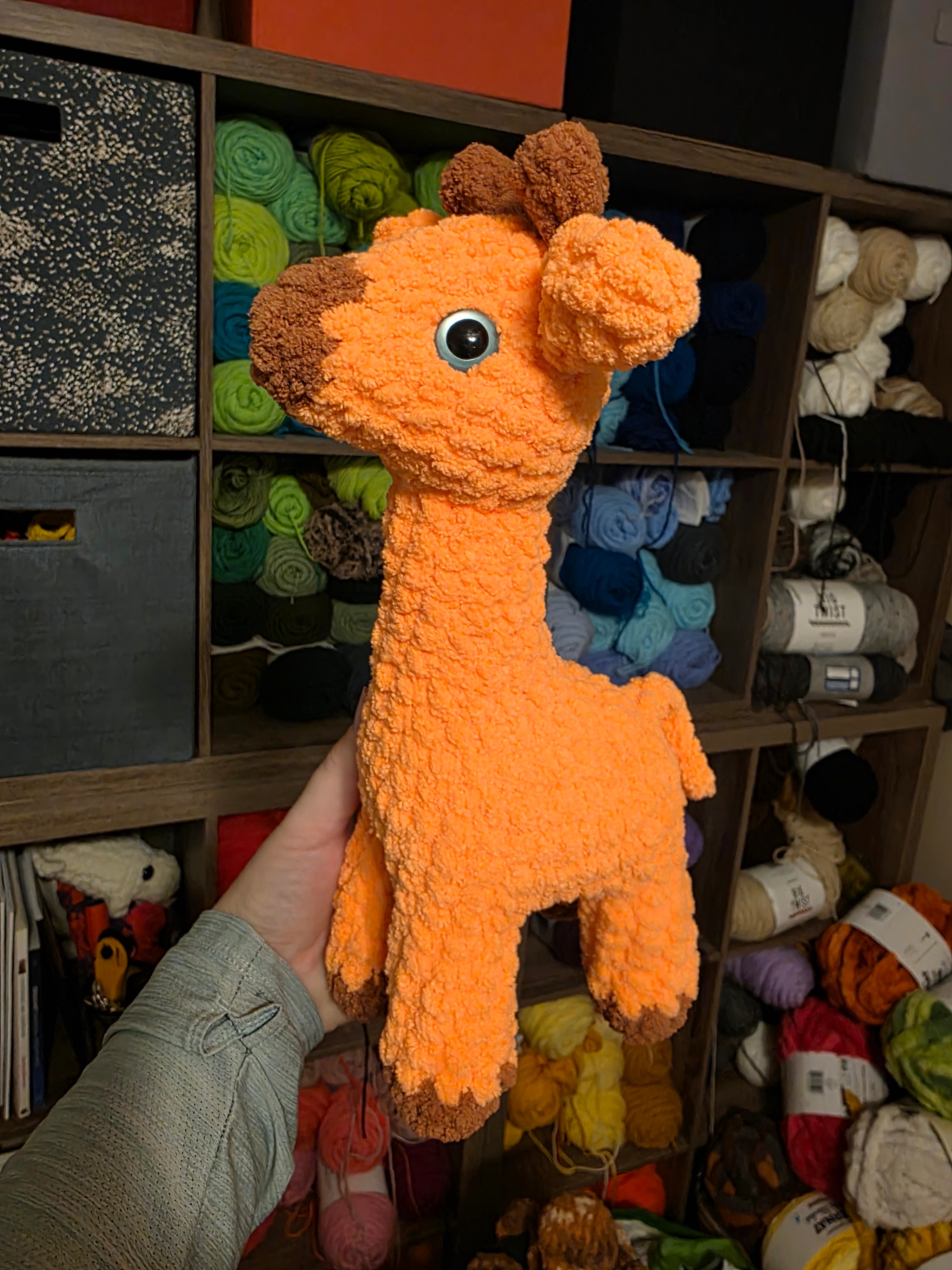 Medium Sized Giraffe Plush with Hand Painted Eyes